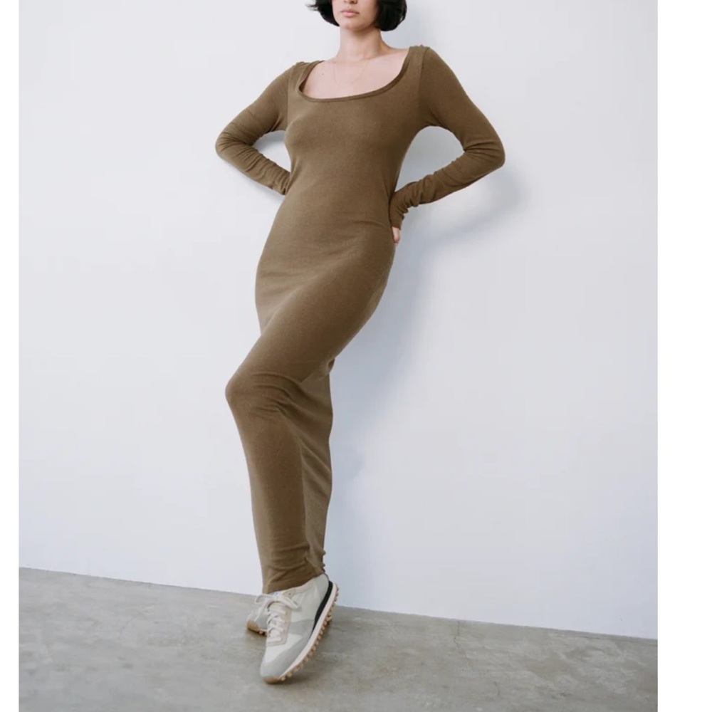 OZMA Silk Noil Long Sleeve Maxi Dress